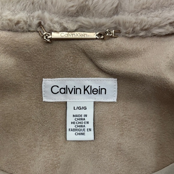 Calvin Klein Light Tan Faux Fur Vest - Picture 7 of 9